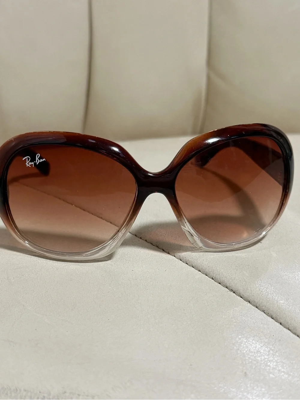 Ray-Ban Women's Brown-to-Clear Gradient Oversized Sunglasses